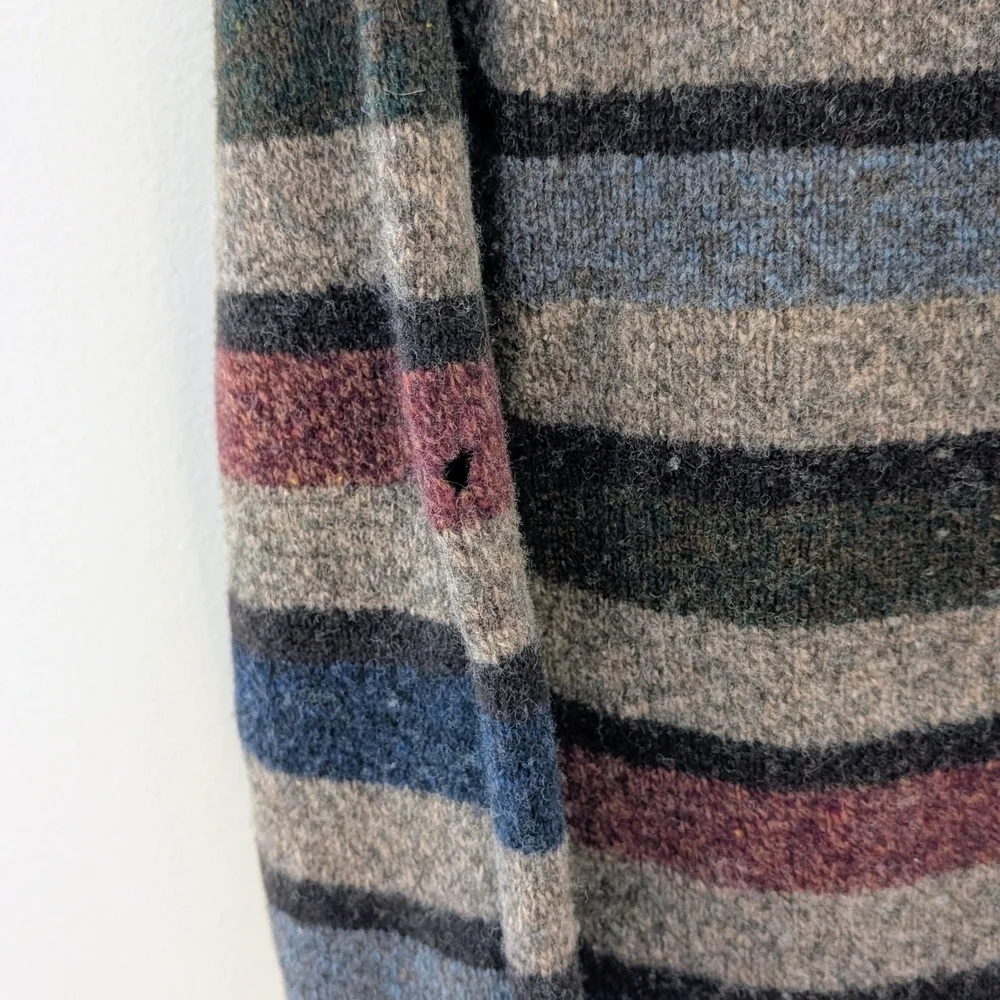 Vintage 90's Striped Textured Wool Crewneck Sweater In Oatmeal Tan - Picture 10 of 15
